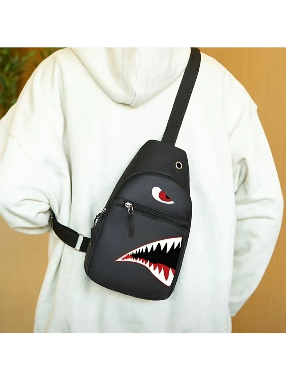 Urban Shark Sling: Edgy & Functional Crossbody Bag with Fierce Design